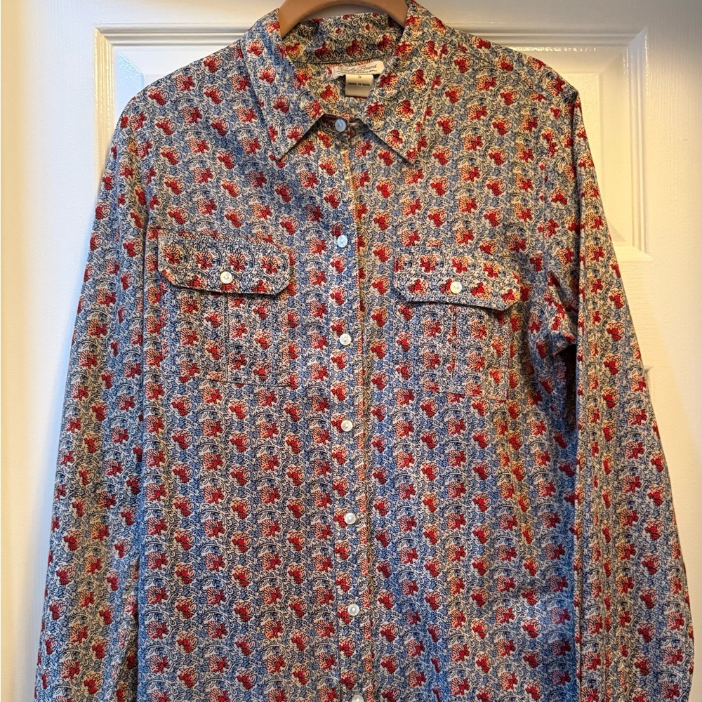 LUCKY BRAND Women’s Cotton Floral Shirt-Small/Petite
